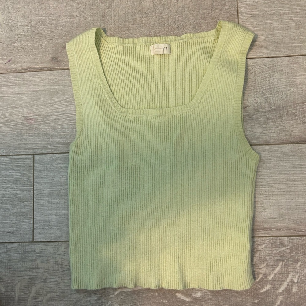 La Hearts Light Green Ribbed Tank Top